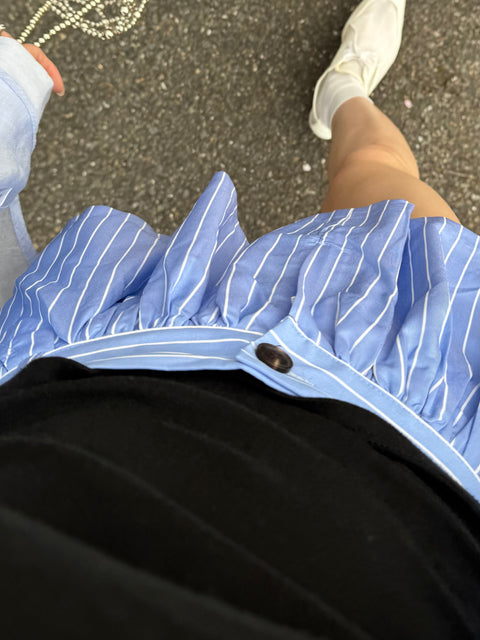 Flare Pleats Stripe Mini Skirt／(再販売ご予約受付中)