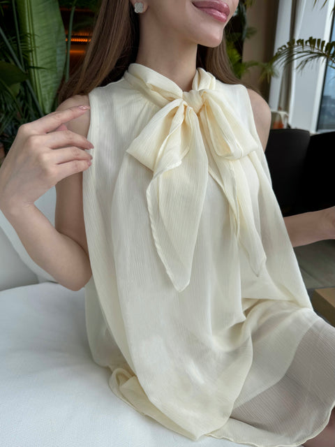 Sheer 4Way Ribbon Dress／Mini ivory