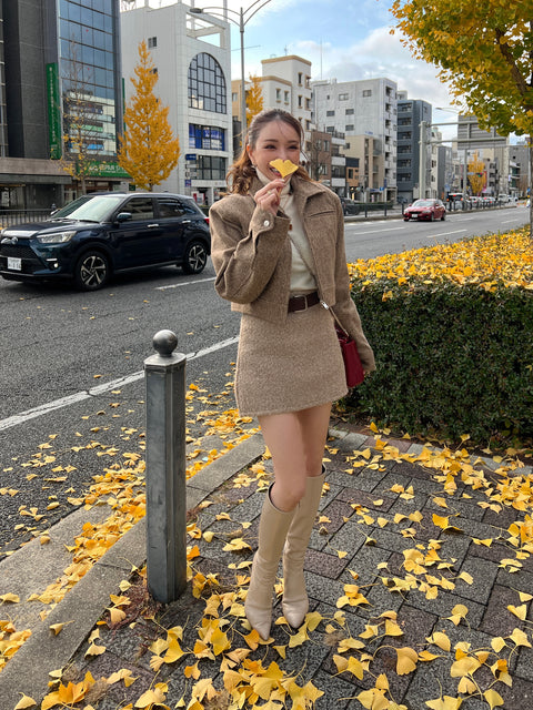 Teddy Mini Skirt(ベルトset)beige／S・Mご予約受付中