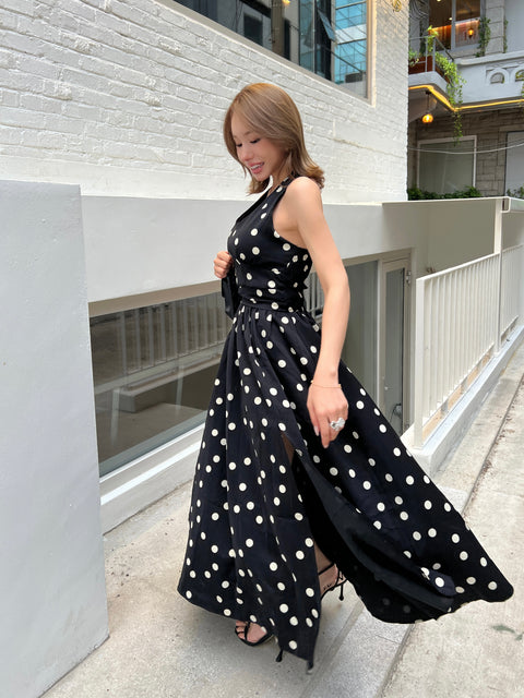 Dot Holter Long Dress／Black