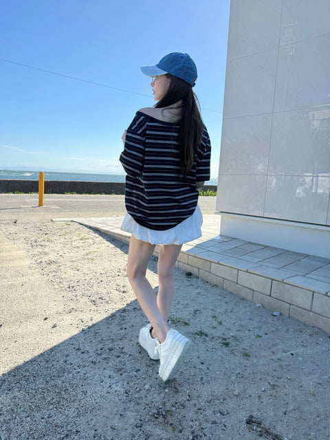 Airy Balloon Skort／white・black