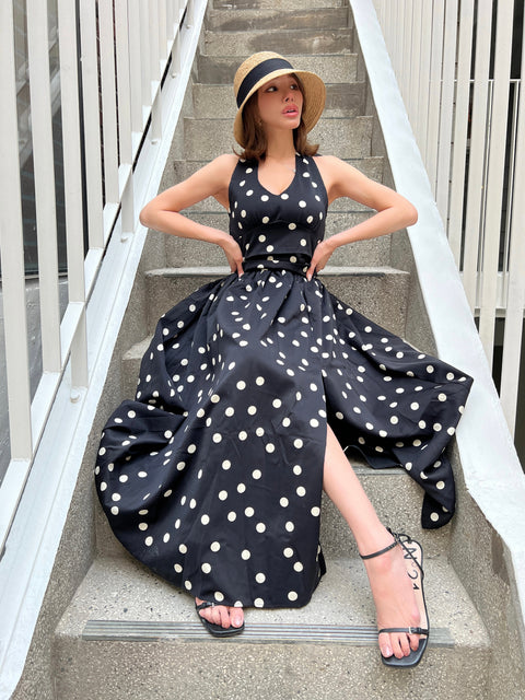 Dot Holter Long Dress／Black