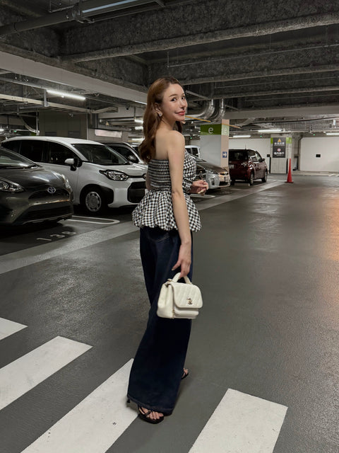 peplum tube tops(Ginghamcheck)即納可