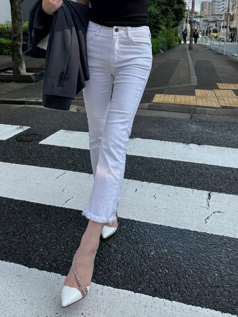 Flare denimpants／White(送料無料)