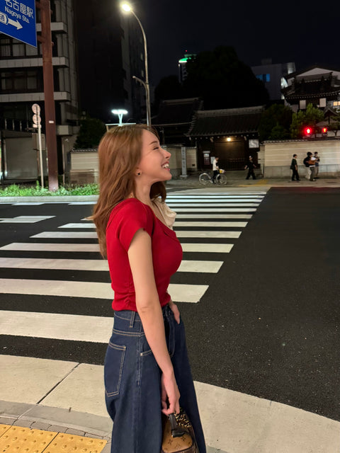Oneshoulder ribbon／red(送料無料)