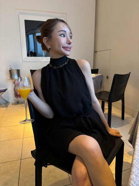 Sheer 4Way Ribbon Dress／Mini black