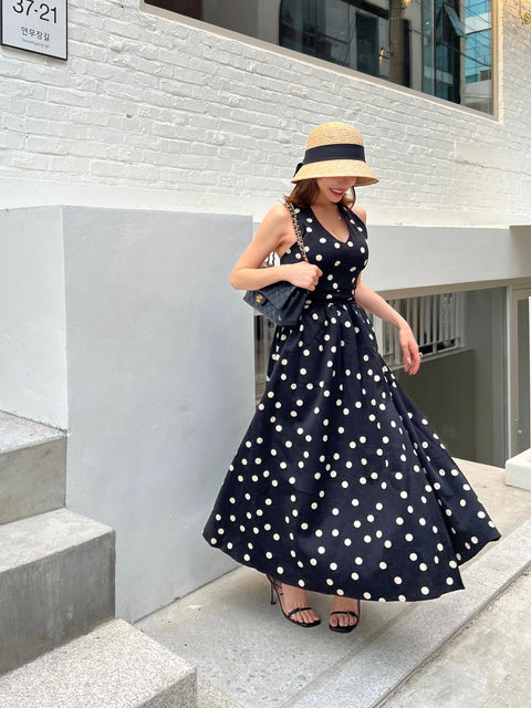 Dot Holter Long Dress／Black
