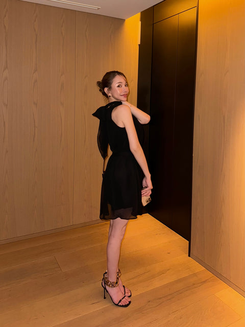 Sheer 4Way Ribbon Dress／Mini black