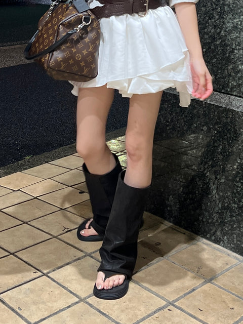 Drape Sandal Boots／Black(只今ご予約受付中)