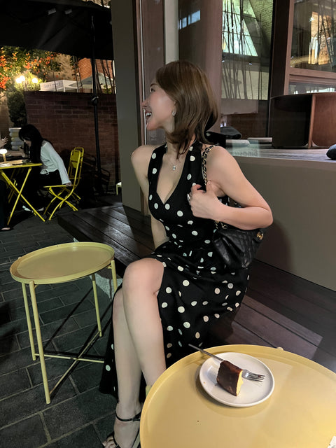 Dot Holter Long Dress／Black