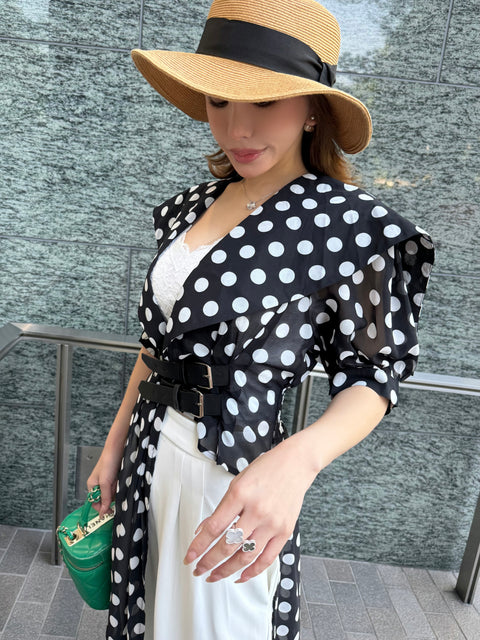 Asymmetric Dot Flare Robe／送料無料