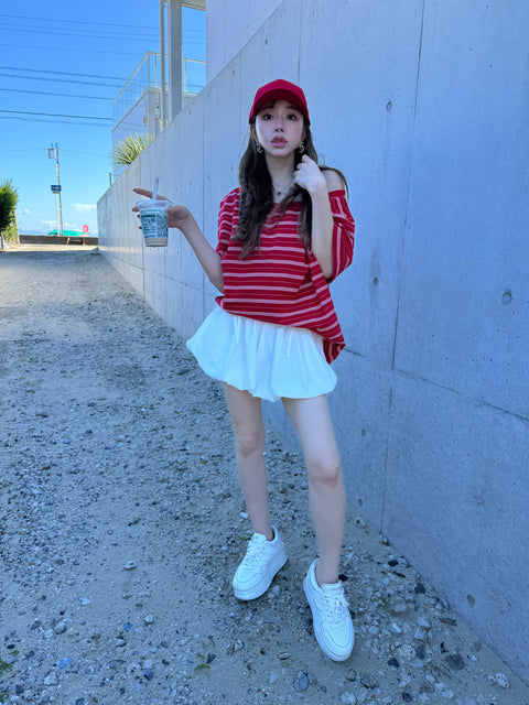 Airy Balloon Skort／white・black