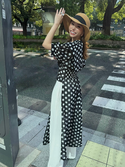 Asymmetric Dot Flare Robe／送料無料