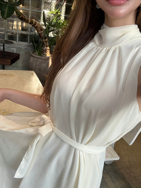 Sheer 4Way Ribbon Dress／Long ivory