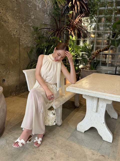 Sheer 4Way Ribbon Dress／Long ivory