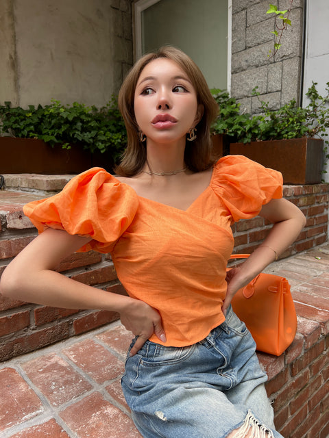 Volume Puff Tops／Orange
