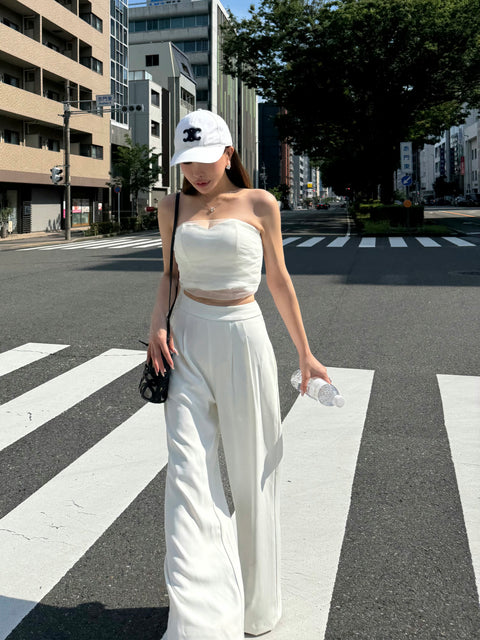 White bustier＆pants set／送料無料