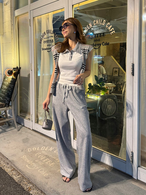Border shawl Polo 3Set／gray (送料無料)