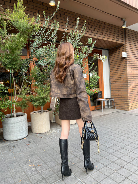 Teddy Mini Skirt(ベルトset)darkbrown／Mサイズは只今ご予約受付中