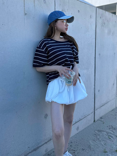 Airy Balloon Skort／white・black