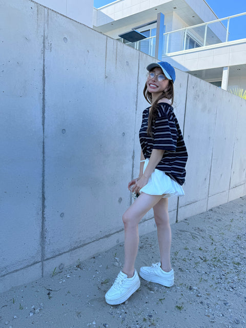 Airy Balloon Skort／white・black
