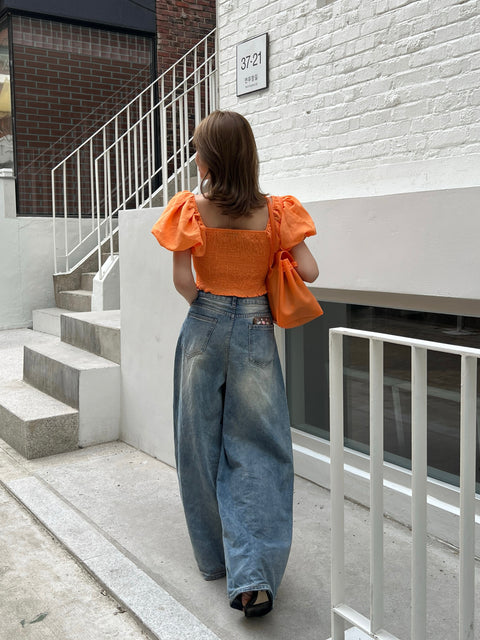 Volume Puff Tops／Orange