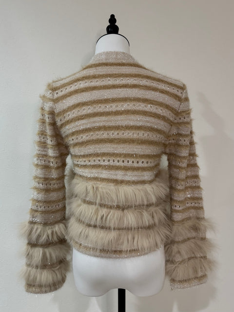 Fur×Glitter カーディガン(Beige)