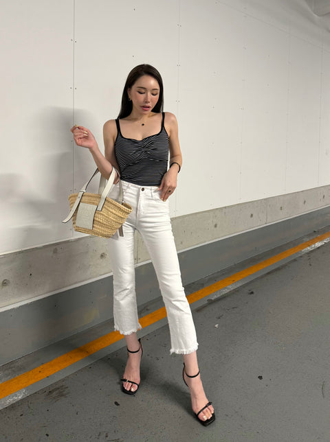 Flare denimpants／White(送料無料)