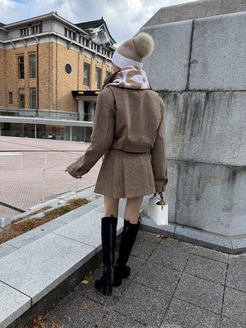 プリーツスカートセットアップ(Lightbrown)