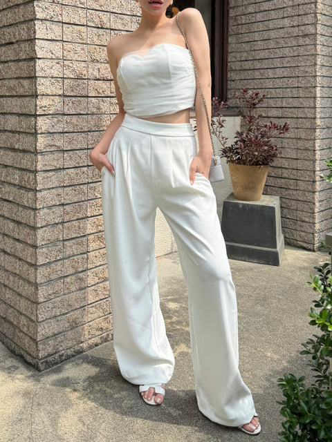 White bustier＆pants set／送料無料