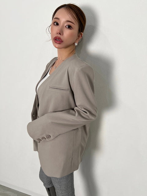 Grace No-Collar Jacket ／greige(送料無料)