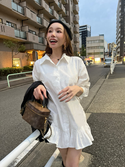 Frill Hem Shirt Onepiece／再販売ご注文受付中