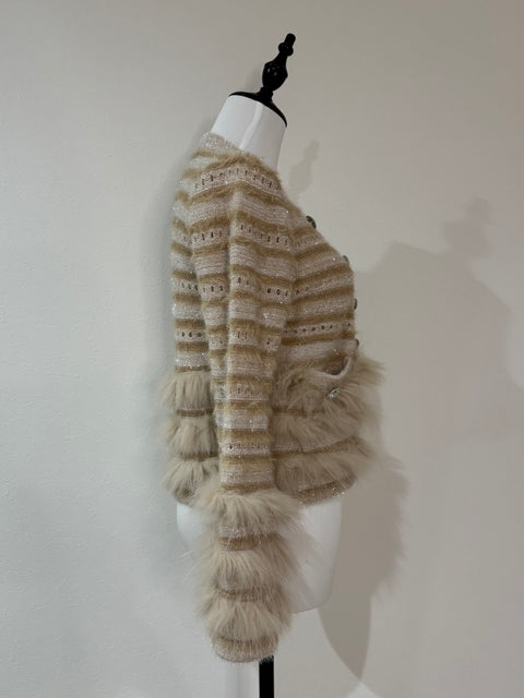 Fur×Glitter カーディガン(Beige)