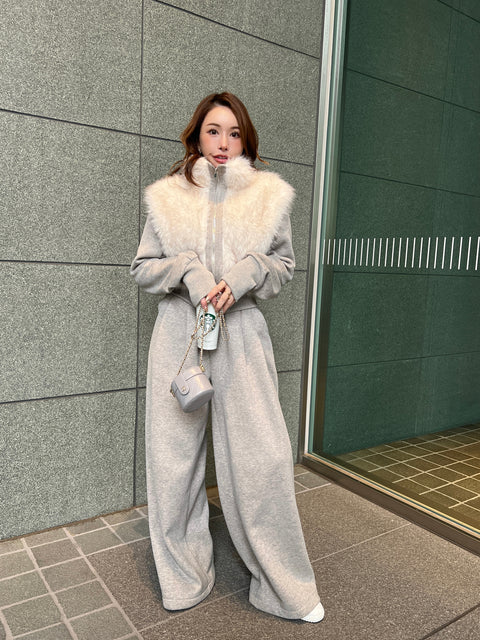 Fur Vest & Wide Pants Set-Up
