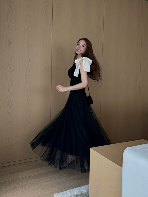 Oneshoulder ribbon／black(送料無料)