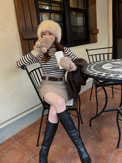 Teddy Mini Skirt(ベルトset)beige／S・Mご予約受付中