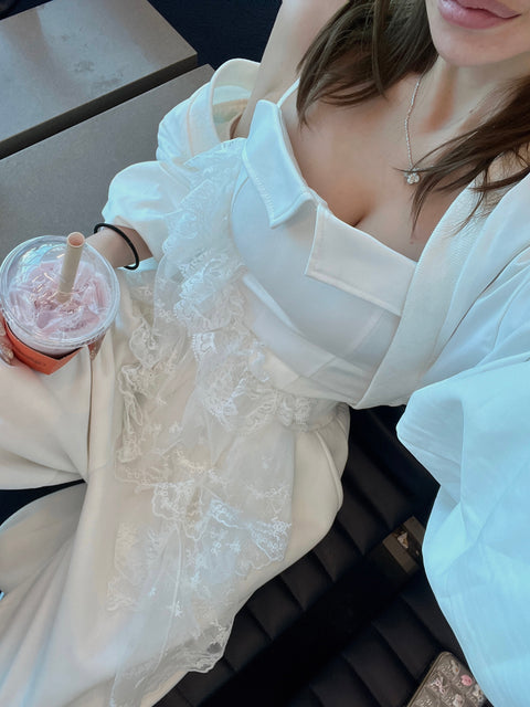 Asymmetric Lace Camisole/White
