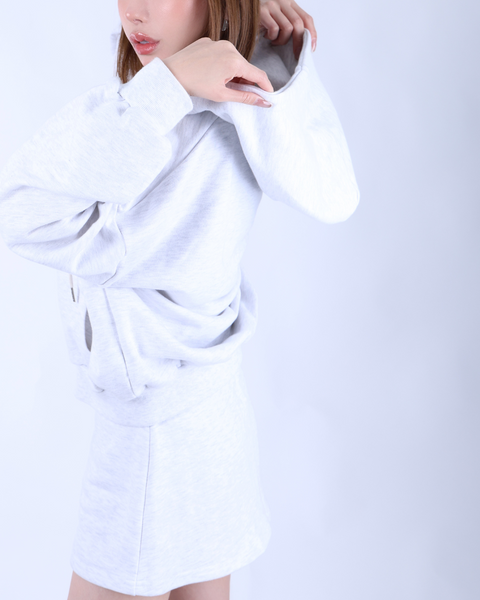 (ご予約) ZIPパーカー＆インナーパンツミニスカートSET/melange white