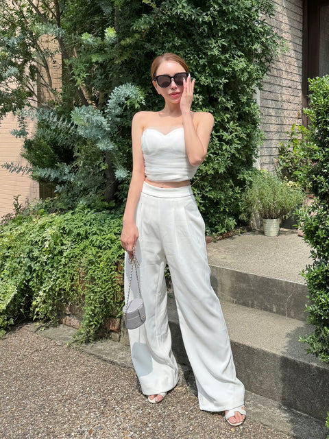 White bustier＆pants set／送料無料