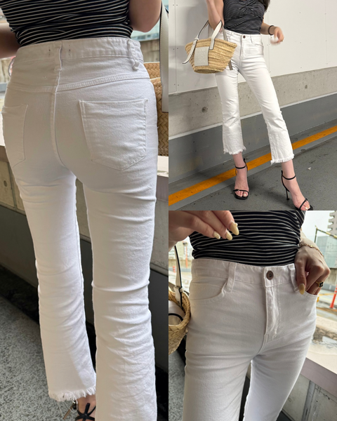 Flare denimpants／White(送料無料)