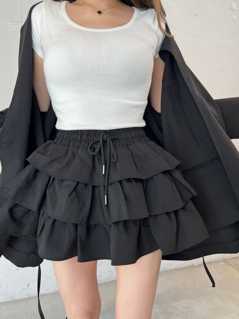 Tiered Frill Mini Skirt(インナーパンツ付き)／Setupで購入の場合は900円OFF➞￥16,000