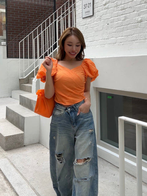 Volume Puff Tops／Orange
