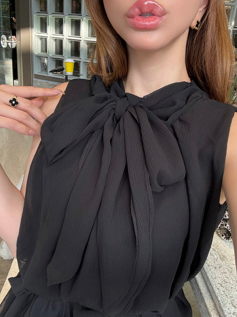Sheer 4Way Ribbon Dress／Mini black