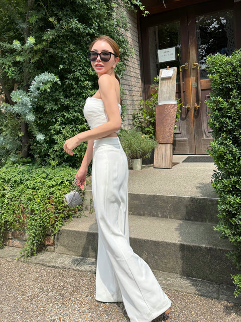 White bustier＆pants set／送料無料
