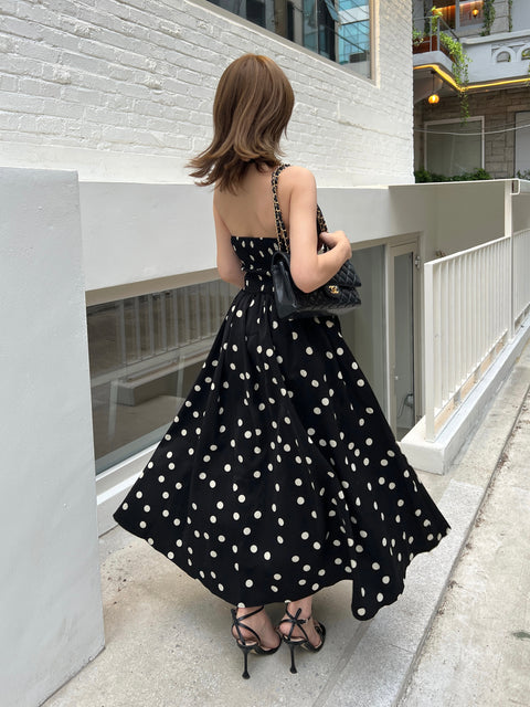 Dot Holter Long Dress／Black
