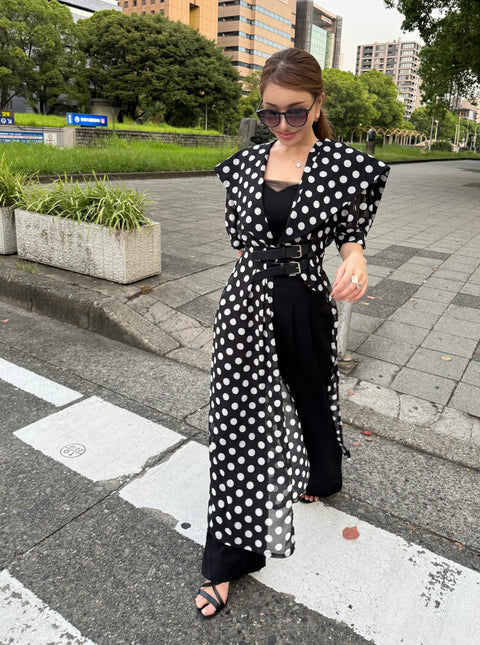 Asymmetric Dot Flare Robe／送料無料