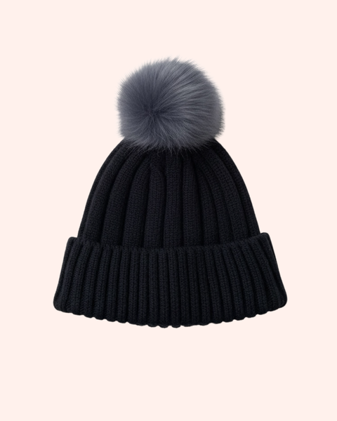 Fur Pom Knit Beanie