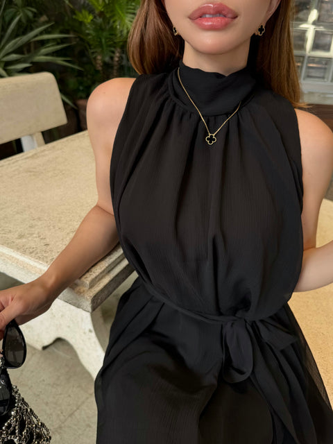 Sheer 4Way Ribbon Dress／Long black