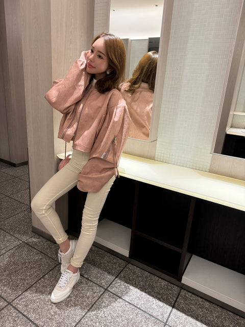 ライダースジャケット Pinkbeige