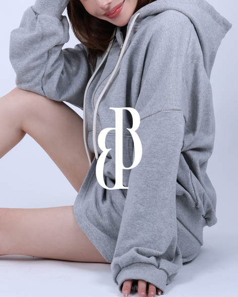 ZIPパーカー＆インナーパンツミニスカートSET/gray
